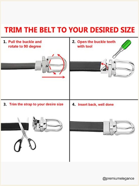 Reversible Genuine Leather Belt With Prong Buckle - 28mm